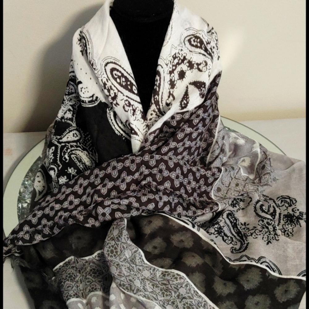 Express Multipatterned Black & Gray Scarf.